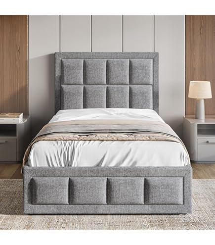 Blisswood Upholstered Single Ottoman Bed Frame With Foam Mattress - View #6
