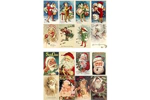 Decoupage Paper Pack (20 Sheets 10x15cm) Vintage Christmas Santa Kids with Gifts FLONZ Vintage Ephemera