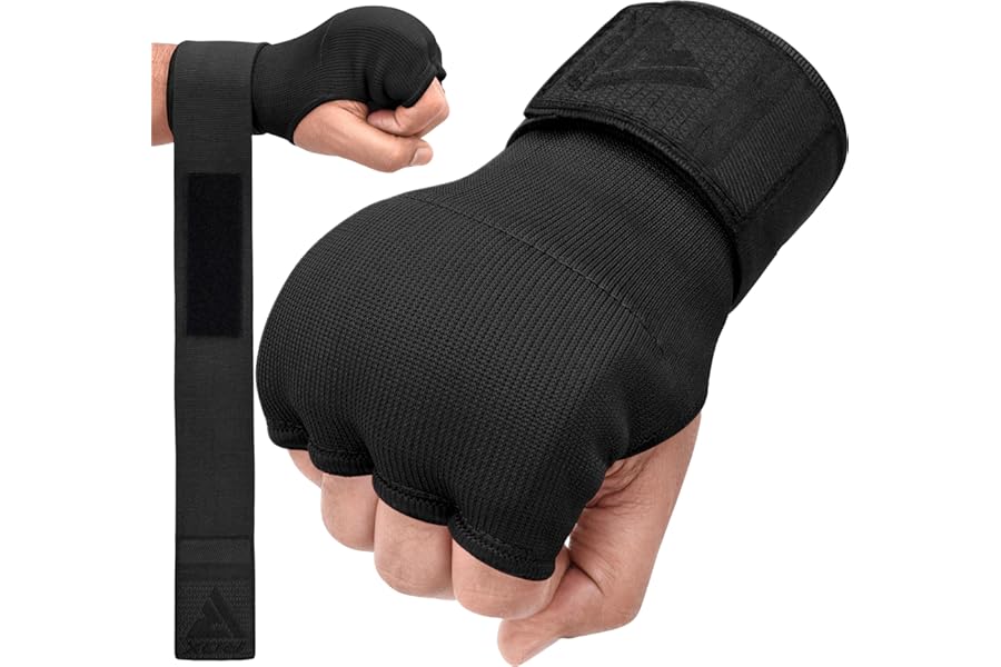 RDX Gel Boxing Hand Wraps Inner Gloves for Men Women, Quick 100cm Long Wrist Straps, Elasticated Padded Fist Hand Protection, Adults Kids, Muay Thai MMA Martial Arts Training Under Mitt Bandages
