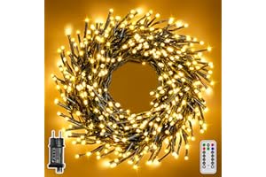 ‎HOPEXY Hopexy Cluster Lichterkette Weihnachtsbaum Außen 15 m 750 LEDs, 8 Modi & Timer, Lichterkette mit Stecker & Fernbedienung IP44 wasserdicht für Weihnachtbaum Weihnachten Party Hochzeit (warmweiß)