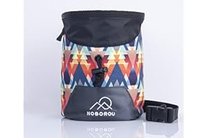 Noborou Chalk Bag for Rock Climbing + Crossfit + Weightlifting | Bouldering Chalk Bag | Wide Opening | Large Zippered Pocket | Adjustable and Removable Belt