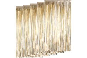 AIYONG 5 cortinas doradas champán, lámina metálica, flecos, para decoración, eventos especiales, bodas, discotecas, (1 m x 2 m)