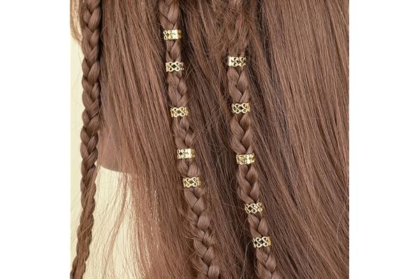 XCSJ Dreadlocks Perles De Tresse Cheveux Bijoux Dreadlocks Perles Métal Poignets Dreadlocks Accessoires Cheveux Réglables Anneaux En Métal Bijoux Cheveux Tresse Adapté Hommes Et Femmes (Or,20pcs)