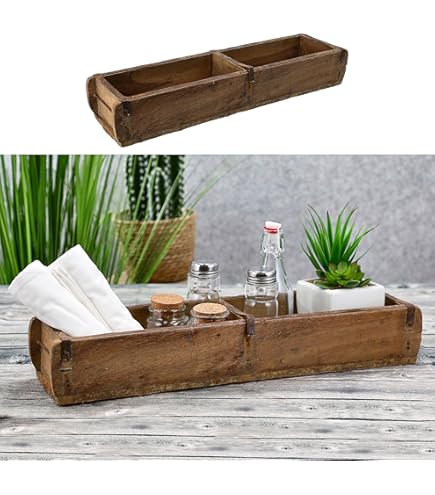 Scatola Di Legno A Forma Di Mattone - Vintage Con Finiture Metalliche 32 Cm - Foto 7