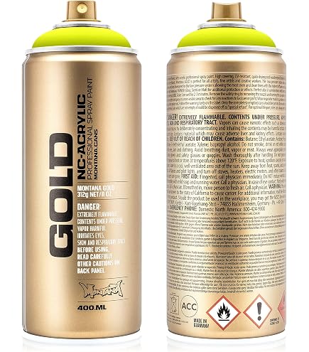 Montana Gold Sprühdosen Set – 6x400 Ml Fluoreszierende Neon Farben Inkl. Sprühköpfe, Wetterbeständig & Schnell Trocknend