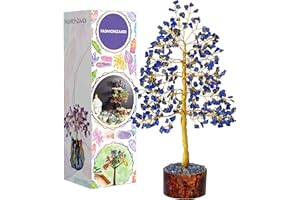 FASHIONZAADI Lapis Lazuli crystal tree, crystals and gemstones tree of life artificial bonsai crystal tree, decorative home accessories, house warming gifts new home, gifts for women birthday unique, 10 inch