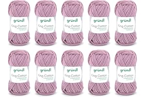 Gründl King Cotton (Fil à Tricoter et à Crocheter Doux et volumineux en 55% polyacrylique et 45% Coton, 50 g / 78 m, Taille des Aiguilles : 6-7, 10 x 50 g), Rose