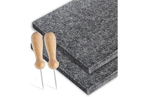 HOECMRHP Prickeln Prickelset (2 Prickelfilz, 2 Nadel, 2 Vorlagen) - Filzunterlage (20x30cm, 9 mm stark) und Prickelnadel für kleine Hände mit Holzgriff 7,8 cm, Prickel-Unterlage Set für Kinder & Erwachsene