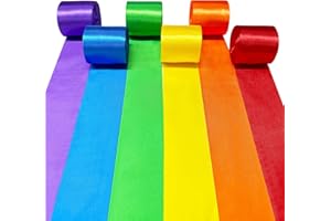 PINK BLUME 60M Rainbow Satin Ribbon 50mm Wide Colorful Fabric Ribbons Large Silk Satin Hanging Streamer Garland for Gift Wrapping Crafts DIY Sewing Hair Bow Birthday Wedding Chair Party Backdrop Decorations
