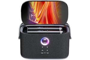 Ikarao Karaoké Adulte - Enceinte Pro avec Écran et 2 Micros Sans Fil - 140W - Compatible Wi-Fi, HDMI et TV - Idéal pour Fête - Abonnement Karafun Inclus（Shell S2）