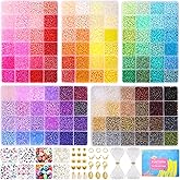 Funtopia Beads for Making Bracelets, 3 mm 37000 Pieces Seed Beads | 120 Colors Crystal Beads with Letters Beads for Jewelry,