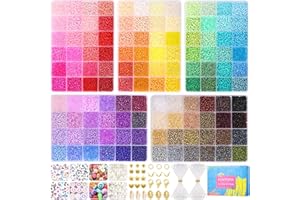 Funtopia Perlen für Armbänder 120 Farben, 3mm Perlen Set, Armbänder Selber Machen mit 680 A - Z Ä Ö Ü ß Buchstabenperlen, 460 Stück 14 verschiedene Perlen Charms für Mädchen