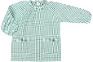 H HANSEL HOME Bata Escolar Babi Escolar Infantil Sin Botones Niño y Niña Elástica en Puño y Cuello Color Liso