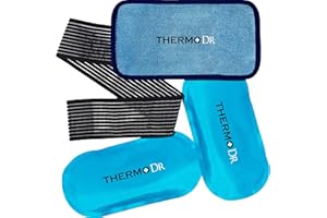 Ice Packs - Dual Gel Ice Pack with Soft Fleece Pouch & Adjustable Straps for Hot & Cold Use - Waterproof, Microwavable Ice Pack for Knees, Back & Neck - Warm & Cold Compress by ThermoDr - Double Pack