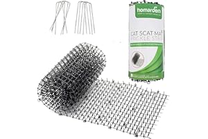 Homarden Cat Repellent Outdoor Scat Mat (6.5 ft) - Deterrent Scat Mats for Cats and Dogs - Indoor/Outdoor Deterrent Devices - Includes 8 Garden Staples