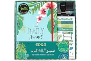 DRAEGER PARIS 1886 Toga by Kit Complet Bullet Journal - Carnet 192 Pages, Pochoir, Tampons, Stickers, Notes Autocollantes - Agenda A5 DIY, Thème Exotique Paons, Papier 100g/m²