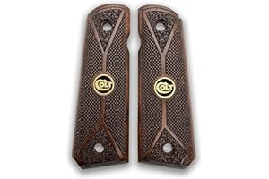 ZIB GRIPS 1911 Original Series US Logo 1911 Holzgriffe, Ambi Safety Cut, Handfeuerwaffengriffe, Pistolengriffe, 1911 Holzgriffe, 1911 Griffe für volle Größe, 1911 Zubehör, Geschenk für Veteranen (Gold Metal Log