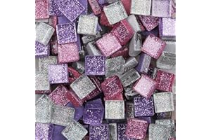 ANKTILY Bunte Glasmosaikfliesen,Bulk-Quadrat Mosaiksteine Glitzerkristall Glasstücke,Glasfliesen Glassteine für Basteln, Haus Deko, 200g, 1 x 1 cm(Leise)