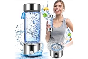 HIMU Hydrogen Water Bottle Generator 420ml Hydrogen Water Generator Portable Alkaline Water Machine Double Layer Glass Alkaline Water Bottle 1100-1600 PPB Water Ionizer USB Alkaline Water Filter Bottle