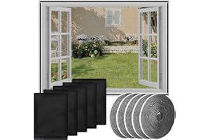 AETHERAURORA 5 Stück Fliegennetz Fenster, 130x150cm Selbstklebend Insektenschutz Fenster mit 5 Rollen Selbstklebend Moskitonetz Fenster, Fliegengitter Fenster Ohne Bohren, für Schützen die Familie vor Insekte