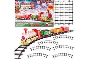 TOYLAND® - Juego de Tren de Navidad de 14 Piezas con Sonido y luz realistas - con Pilas - Carril de 330 cm - Juguetes navideños