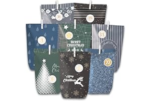 HYGGARTN Adventskalender zum Befüllen Männer - 24+4 Backup Geschenktüten mit Zahlenaufkleber und Klammern - zum Basteln und Verschenken - Weihnachts-Deko DIY Geschenke für Kinder