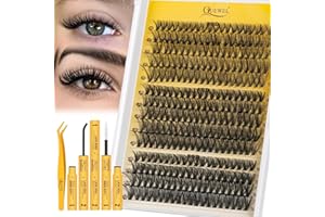 QUEWEL Clusters-Lashes Kit 30+40+50D Lash Clusters Mixed 10-16mm, D Curl Eyelashes-Individual Kit with Waterproof Lash Bond and Seal, and Lash Tweezer DIY at Home for Beginner(30D+40D+50D-KIT)
