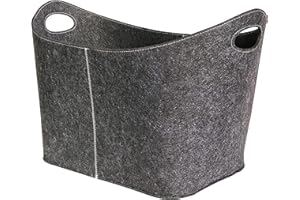 VIIRKUJA XXL Holzkorb | Kaminholzkorb aus extradickem Filz | Grau | Filzkorb mit verstärkten Griffen für Kaminholz