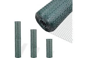 Garden Universe Chicken Wire Mesh - PVC Coated Steel Wire Mesh Fencing Roll, Green Rust-Proof Fencing with 25mm Hole Spacing | (W04-9) H 90cm x L 50m