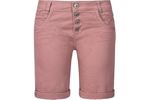 Sublevel Damen Denim Bermuda Chino Stretch Shorts mit Aufschlag Bequeme Kurze Hose im Used Look