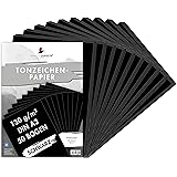 MarpaJansen Tonzeichenpapier Schwarz Matt, DIN A3, 50 Bogen, 130g/m² Blauer Engel zertifiziert
