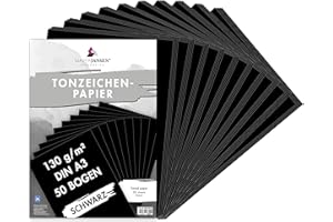 MarpaJansen Tonzeichenpapier Schwarz Matt, DIN A3, 50 Bogen, 130g/m² Blauer Engel zertifiziert