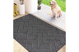 FCSDETAIL Dirt Trapper Indoor Door Mat 80 x 120 cm, Machine Washable Entrance Rug, Super Absorbent Dog Doormat, Non-slip Inside Floor Mat for Entryway, Muddy Shoes & Paws