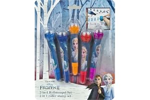 Undercover Juego de Sellos 2 en 1 de Disney Frozen con 5 diseños y Colores Diferentes, Ingredientes inocuos, Regalo para niñas, para Pintar, Navidad, cumpleaños, a Partir de 3 años