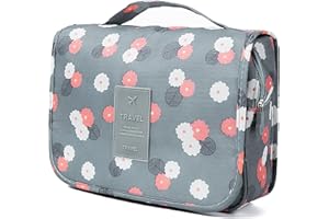 Retoo Beauty Case Donna Viaggio Impermeabile 24 x 9,5 x 19 cm Organizer Cosmetici Borsa con 6 Tasche Gancio Maniglia Tessuto Oxford Elegante Compatta Pieghevole Idea Regalo