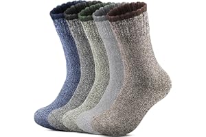 Reamphy 5 paar Herren Merino Thermosocken Socken，Outdoor Warme Wolle Wandersocken, Dicke Wollsocken Atmungsaktiv Wintersocken