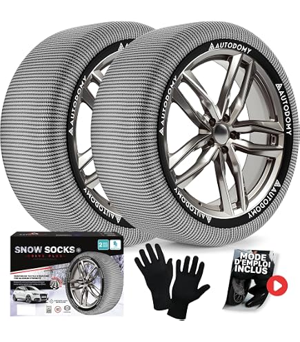 Chaussettes à Neige Pour Pneus 205/60 R16 - Homologuées, Texture 3D Antidérapante - Pour Voiture, SUV Sur Neige Et Glace