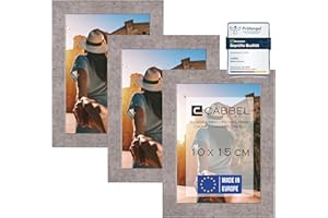 CABBEL set de 3 marcos 10x15 Marco de madera MDF con cristal acrílico inastillable en color Gris (Hormigón)