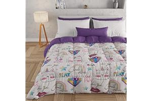 PETTI Artigiani Italiani - Trapunta, Piumone Invernale, Trapunta Invernale, Trapunta Piazza e Mezza Double Face Tinta Unita e Stampa Digitale, 100% Microfibra Anallergica, Made in Italy