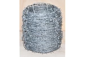 PROFISHOP-BREMEN Stacheldraht feuerverzinkt Sperrdraht Natodraht Absperrdraht Draht 2 drähtig 4 spitzig verzinkt (100 Meter)