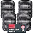 SOL 4pk Black Hair Rollers for Hair Volume - Self Holding Velcro Rollers for Long & Short Hair - Boost Volume, Create Bouncy Waves, Reduce Heat Damage - Compact, Travel-Friendly Styling Curler
