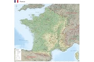 GeoMetro Carte générale de la France en français de 100 x 100 cm avec plastification sur les deux faces