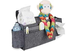Relaxdays Betttasche Hochbett, 8 Fächer, Baby- & Pflegebett, Filz Bett Organizer zum Anhängen HBT 23x43x11cm, dunkelgrau