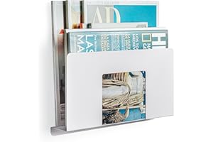ETTERR Wall Magazine Rack, Desktop Magazine Organizer, Filing Folder, A4 Paper, A4 Folio, Kitchen, Office Supplies, Entrance Cabinets, Bathroom Shelf, (White, 1 Unit)