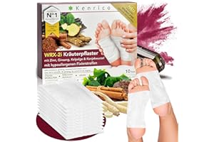 Kenrico WRX-2i Kräuterpflaster mit Zimt, Ginseng, Kelpalge, Konjakwurzel [100% natürlich] Entgiftungspflaster Detox Entgiftung Pads Füße Detox Pflaster Kur Körper entgiften Fusspflaster Patch