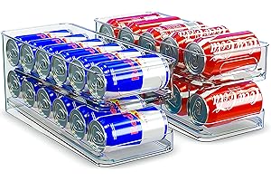 Unique Impression Juego de 2 dispensadores de latas con ruedas – organizador de almacenamiento para bebidas gaseosas, refrescos, zumos, botellas, organizador de tu armario, encimera, armario, salsas