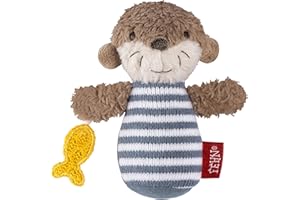 Fehn Mini grzechotka nutria, zabawka do chwytania do dźwięku, czucia i zabawy, urocza miękka tkanina, zabawka motoryczna jako wierny towarzysz dla niemowląt i małych dzieci w wieku 0+ miesięcy