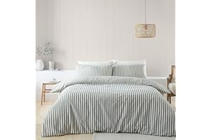 Catherine Lansfield Set copripiumino matrimoniale reversibile in cotone spazzolato, con federe, verde