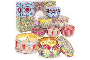 Encuryna Świece zapachowe, zestaw prezentowy, 6 sztuk, naturalny wosk sojowy, świece do aromaterapii, prezenty dla kobiet, mały zestaw prezentowy, świece zapachowe, dekoracja na Boże Narodzenie,