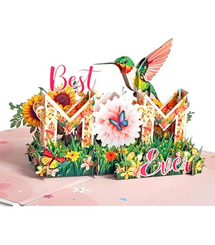 3D Muttertagskarte „Mutti Ist Die Beste“ – Pop-Up Karte Mit Blumen, Inkl. Umschlag, 12x12 Cm